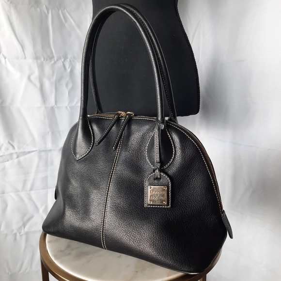 Dooney & Bourke Black Satchel Bag Domed Pebbled Leather Double Top Handle - Picture 16 of 16